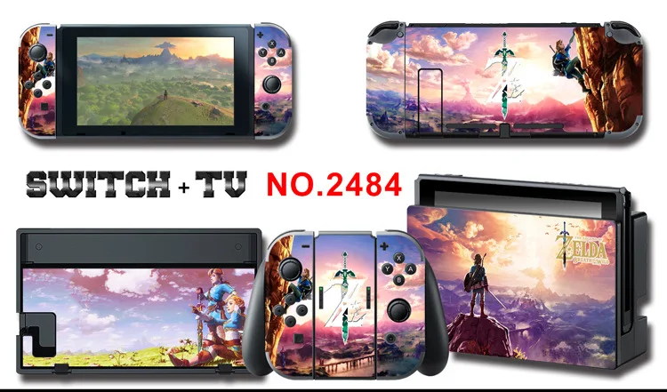 1set New Cute Anime Full Body Sticker for NS Switch Protective Cover Skin Colorful Art for Game Console Joy-Con Controller Decor