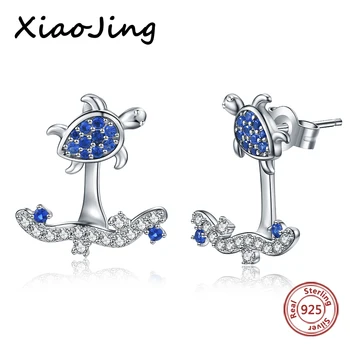 

Xiaojing 925 Sterling Silver Summer Ocean Lovely Sea Turtle Surfing Stud Earrings for Women Vacation Jewelry Gifts Free Shipping