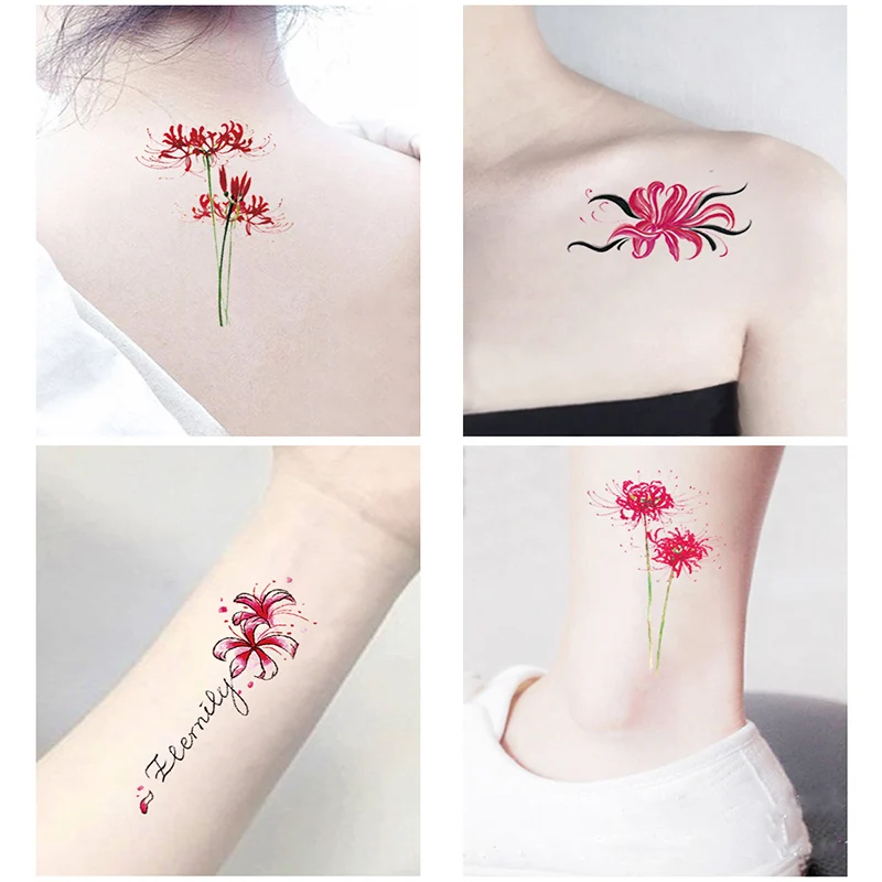 20 шт женские водонепроницаемые наклейки с поддельными татуировками временная татуировка на теле хиганбана цветок девушка височной татуировки