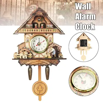 

Wall Alarm Cuckoo Clock Wall Hanging Wooden Bell Pointer+Number Without Battery