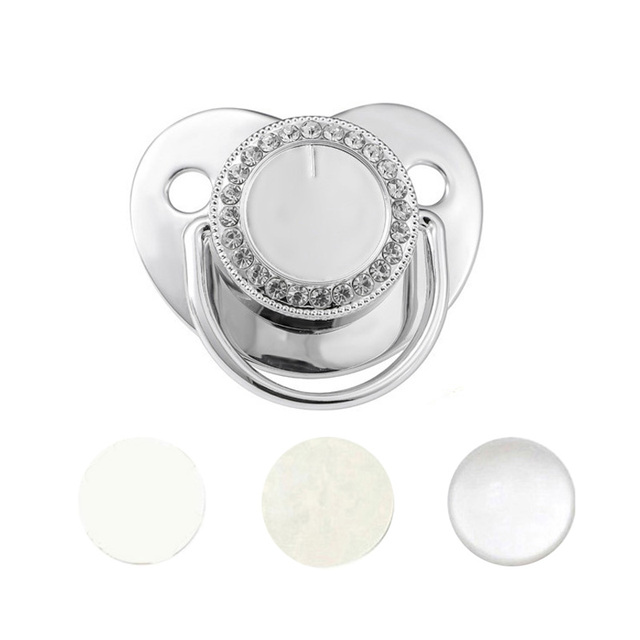 Blank Baby Pacifier Rhinestone Silicone Infant Nipple Teether Baby Shower Gifts BPA Free Baby Soother Dummy For 0-24M