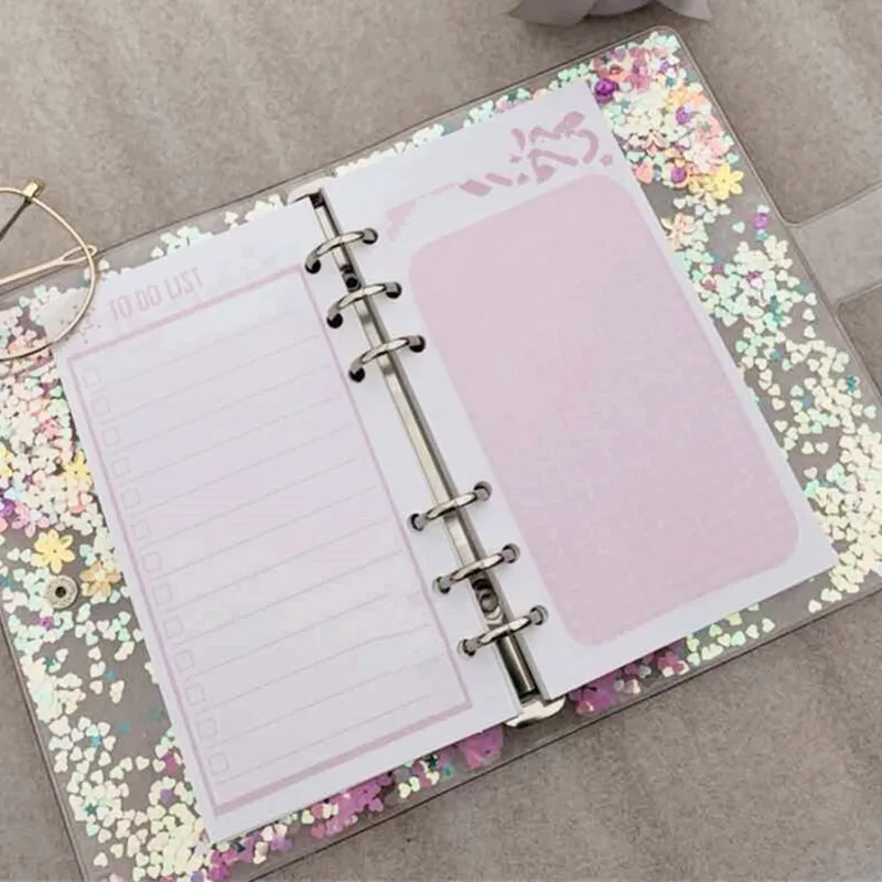 

A5/A6 Decorative Paper Sequins Cover Loose Leaf Ring Binder File Folder Shake Card YLM9880