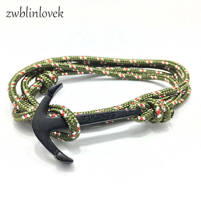 Vikings Black Anchor Bracelets Rope Chain Simple Handmade Multilayer Bangle Fashion Jewelry For Men Women Pulsera Ancla Hombre | Украшения