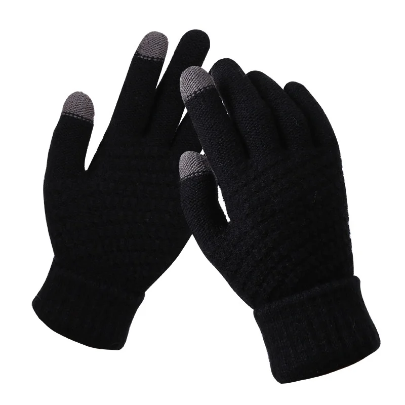 Touch Screen Gloves Women's Winter Knitted Plush Jacquard Thickened Non Slip Cashmere Warm For women | Аксессуары для одежды