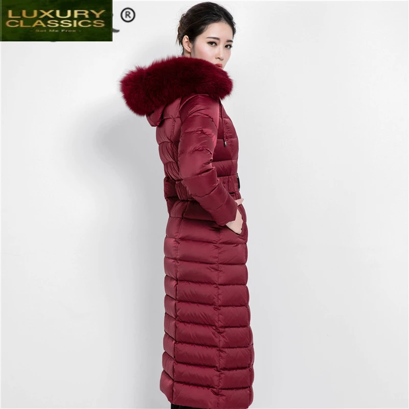 

Warm Winter Jacket Thick Women X-Long 90% Duck Down Coat Large Fox Fur Hooded Clothes 2021 Ladies Down Parka Hiver L8060