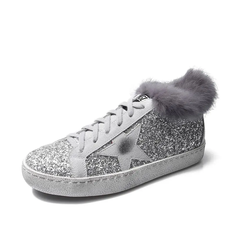Bing/теплые зимние кроссовки; женские зимние кроссовки на шнуровке; прогулочная обувь; зимние кроссовки с мехом; женские кроссовки с украшениями - Цвет: gray