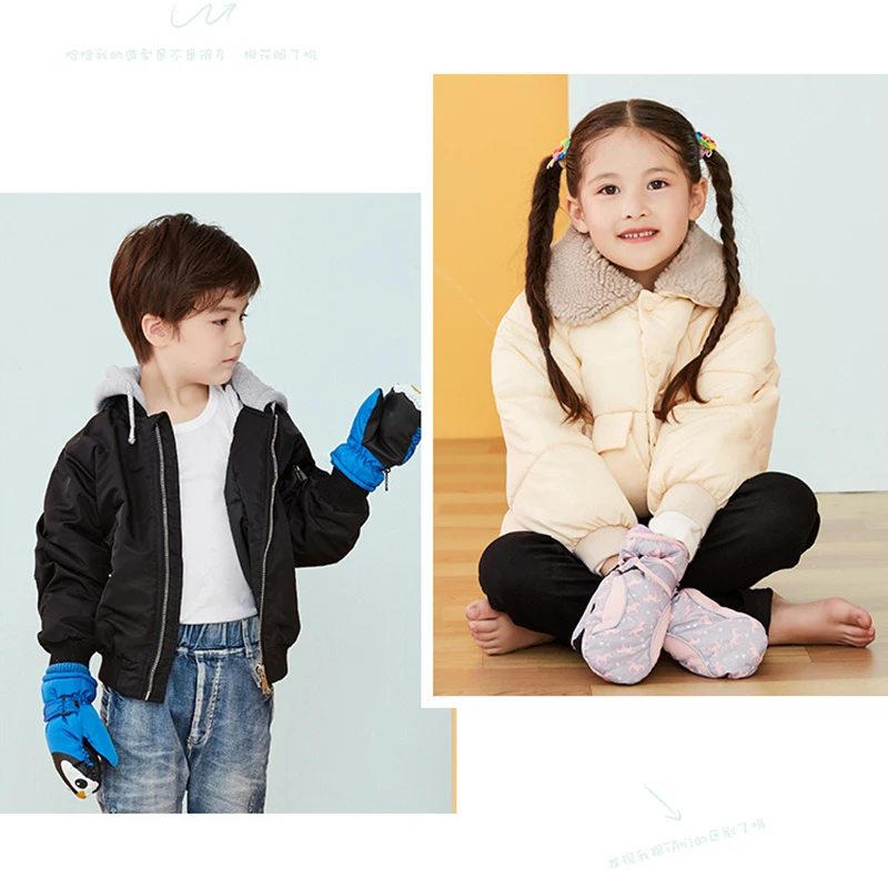 SAENSHING/Детские перчатки с мультяшным принтом; теплые зимние перчатки для детей; уличные спортивные перчатки; водонепроницаемые перчатки для катания на лыжах