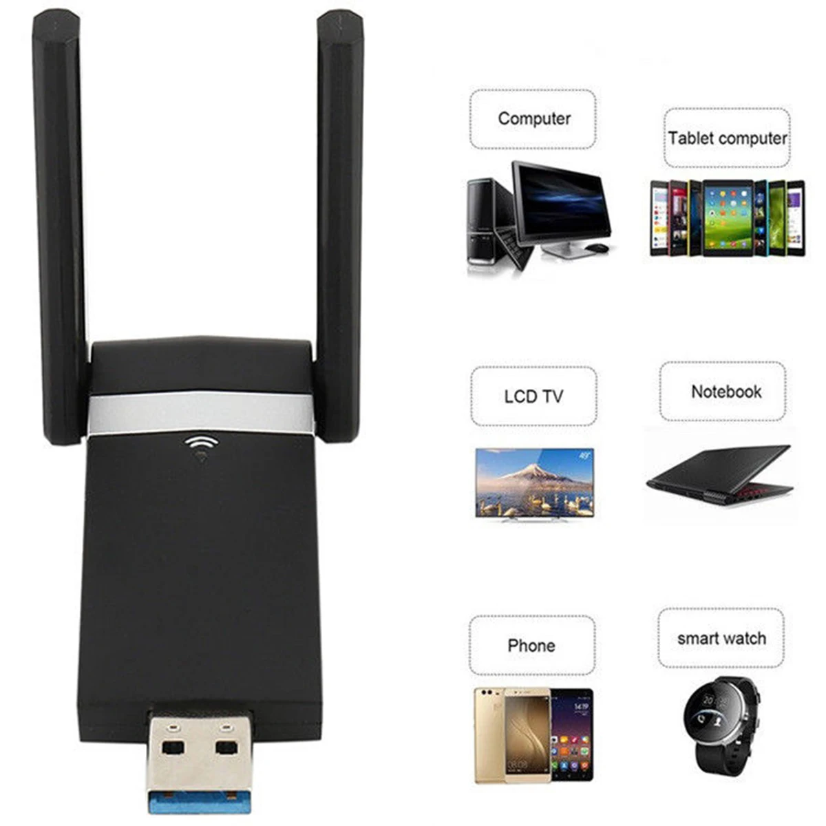 SOONHUA USB 3,0 адаптер двухдиапазонный USB WiFi ключ 1200 Мбит/с USB 3,0 беспроводной LAN адаптеры с CD