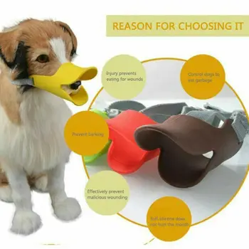 

Adorable Duckbill Dog Muzzle Mask Soft Silicone Anti-Biting Pet Puppy Mouth Cover with Adjustable Strap for Small Medium Dogs