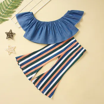 

Fashion Baby Girls Clothes Set Off Shoulder T-shirt Pants Flares Baby Girl Outfit Summer Clothing For Babies Girl Baby Cloth Set