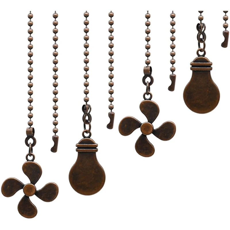 4Pcs Ceiling Fan Pull Chain Set,Bulb And Fan Pattern Pull Chain