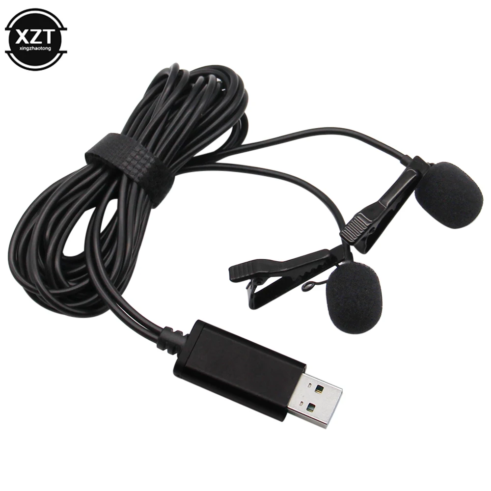 2M Usb Dual-Head Lavalier Risvolto Microfono Clip-On Omnidirezionale Per Computer Win Mac Video Registrazione Audio 3.5Mm Type-C Mic