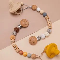 1Pcs Wooden Pacifier Chain Clips Personalized Dummy Clip Baby Pacifier Chain for Baby Teething Soother Chew Toy Dummy Clips