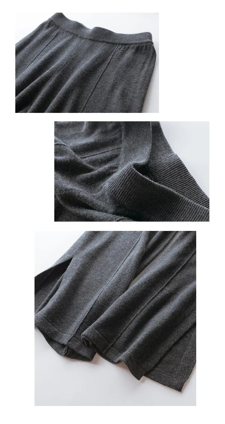 VOGGIN Wool women culottes Wide-leg pants women Merino worsted Knitted wear Loose solid color High Quality Fashion 2020 Autumn