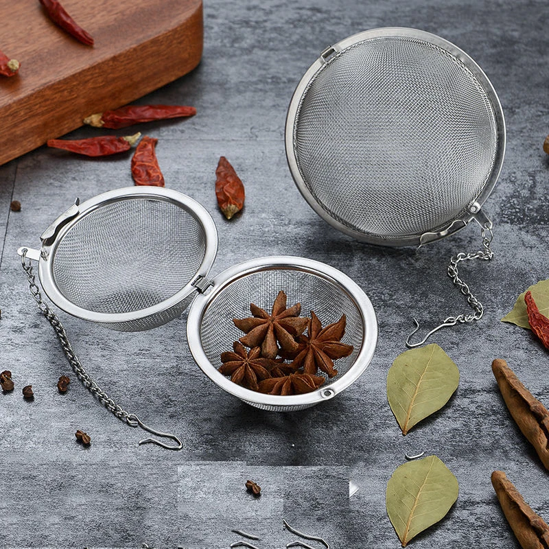 

3PC 304 Stainless Steel Tea Strainer Infuser Tea Locking Seasoning Ball Tea Spice big Mesh Filter Herbal Ball Cooking Tools