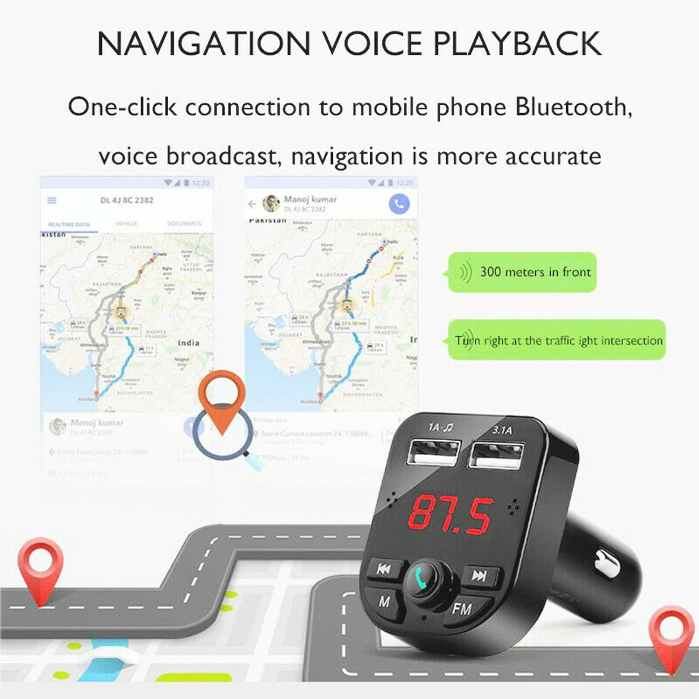 Bluetooth 5,0 FM передатчик автомобильный MP3-плеер ЖК-дисплей двойной USB телефон зарядное устройство TF карта/u-диск воспроизведения музыки