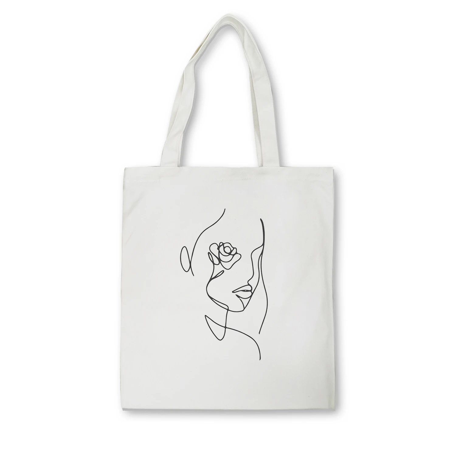 Canvas Totes Hands-Line Cotton Creation Zipper Casual Simple New Life Art Pacakge Simlple-Print