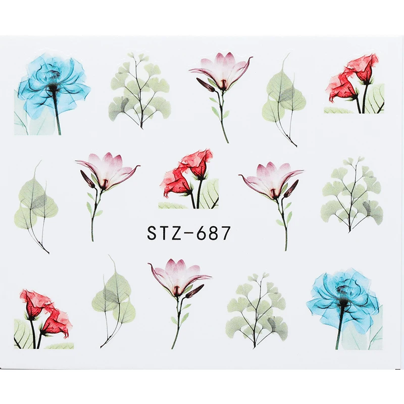 

1 Sheet Floral Slider Water Stickers Decal For Nail Art Transfer Tattoo Gel Manicure Adhesive Decorations Tip