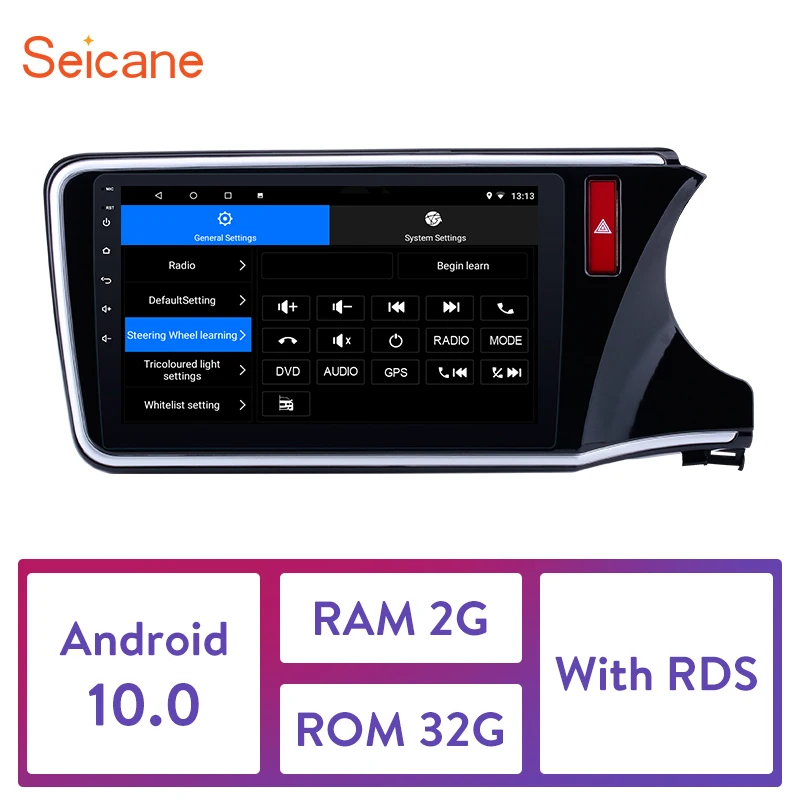 Автомобильный GPS плеер Seicane 10 1 дюйма Android 0 для 2014 2017 HONDA CITY правосторонний привод