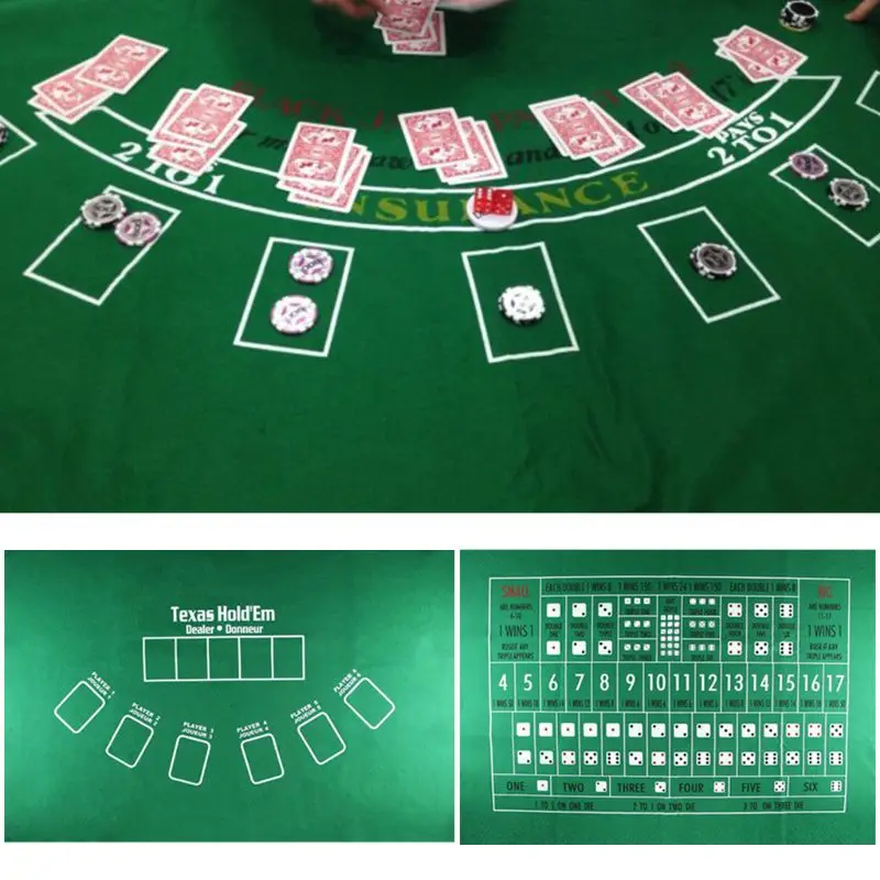 Double-sided Game Tablecloth Russian Roulette & Blackjack Gambling Table Mat J07 20