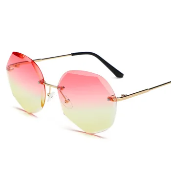 

2020 New Fashion Brand Design Vintage Rimless Classic Sunglasses Women Metal Frameless Polygon Sun Glasses Trendy Female Eyewear