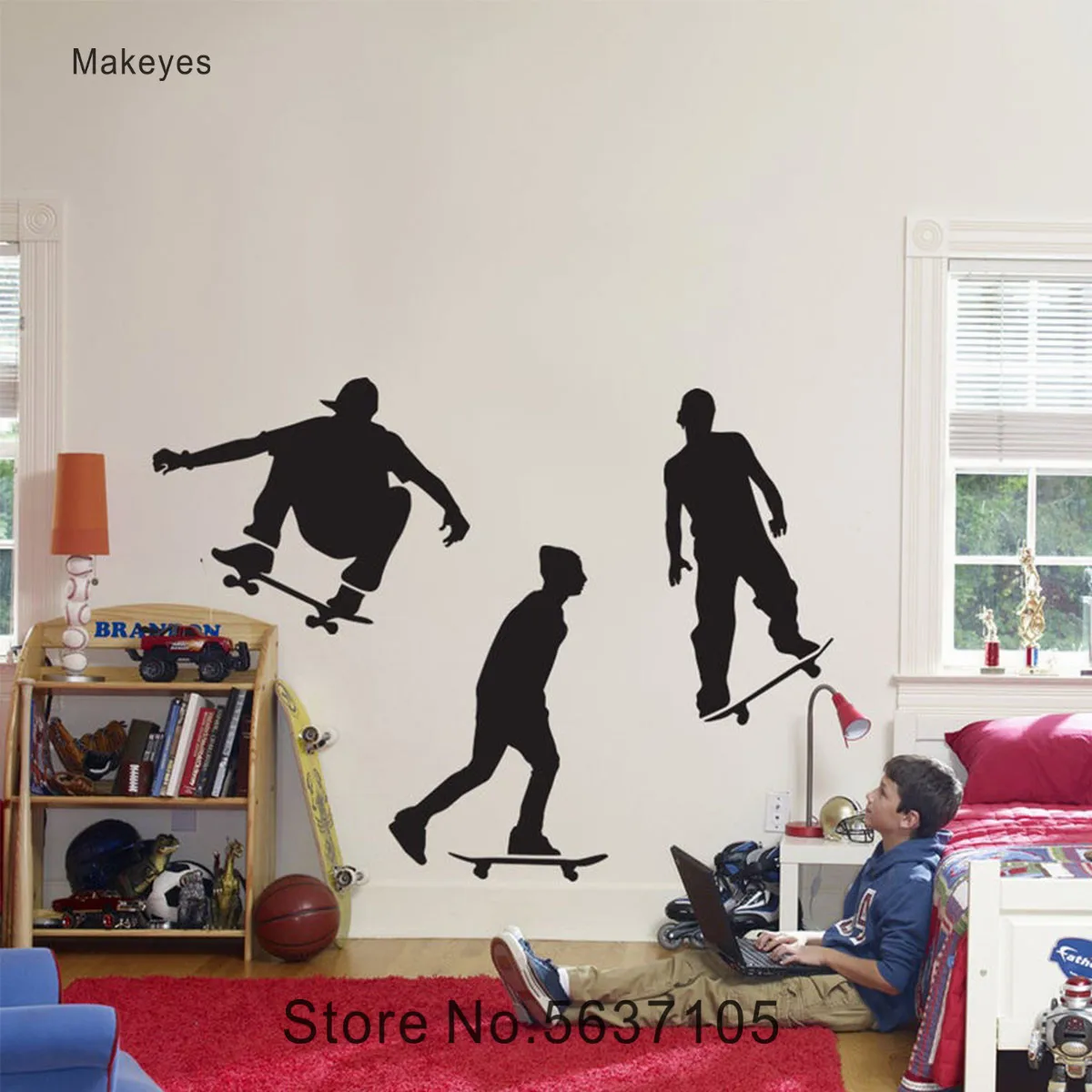 Спортивная Настенная Наклейка Makeyes для скейтборда домашний художественный