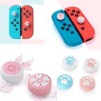 

Cute Cat Paw Pink Sakura Pad Thumb Stick Grip Cap Joystick Cover For Nintend Switch Lite NS Joy-Con Controller Thumbstick Case