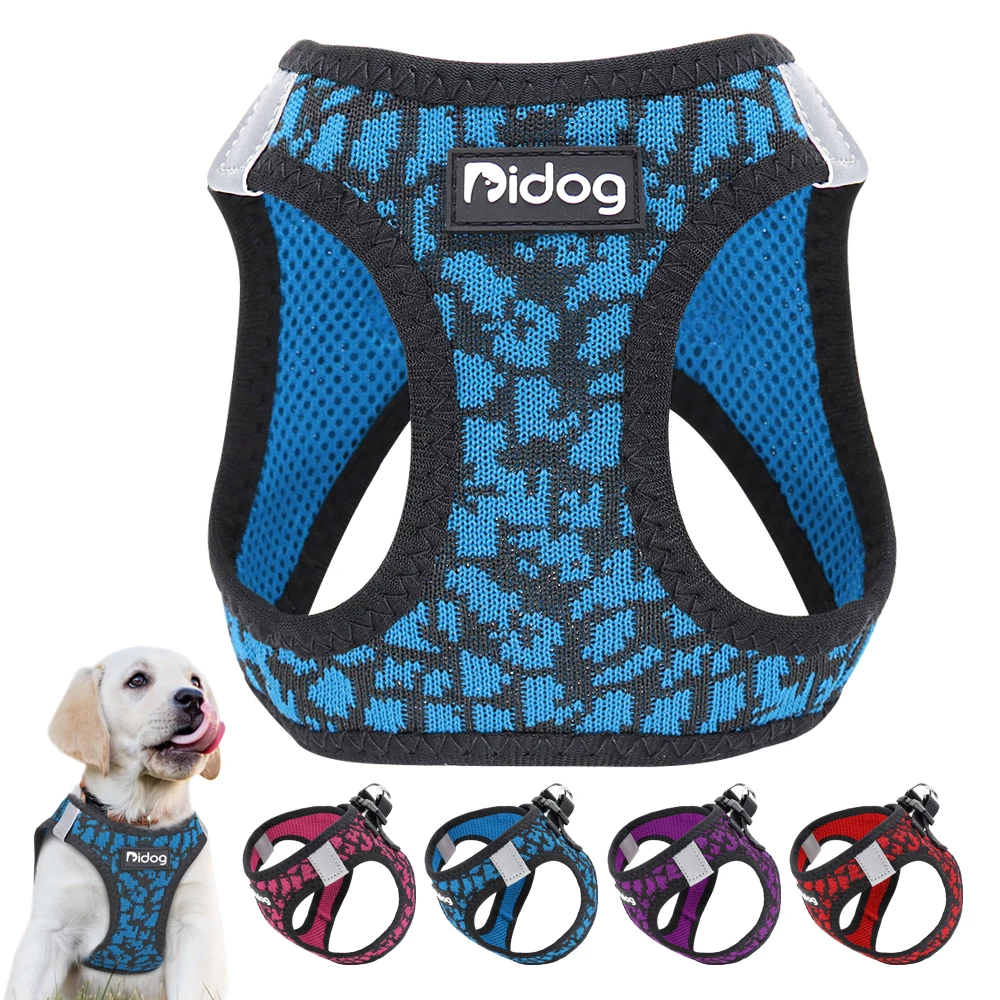 Sin tirones de malla arnés de nailon para perros mascota cachorro gato arnés reflectante ajustable para pequeños perros mediano francés Pug Bulldog