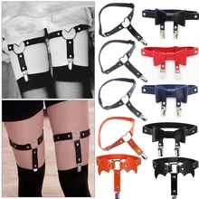 1 pc NEW Elastic Bowknot Sexy Lingerie Wedding Bridal Cosplay Socks Loop Floral Garter Belt Legging Ring Black PU Leather Garter