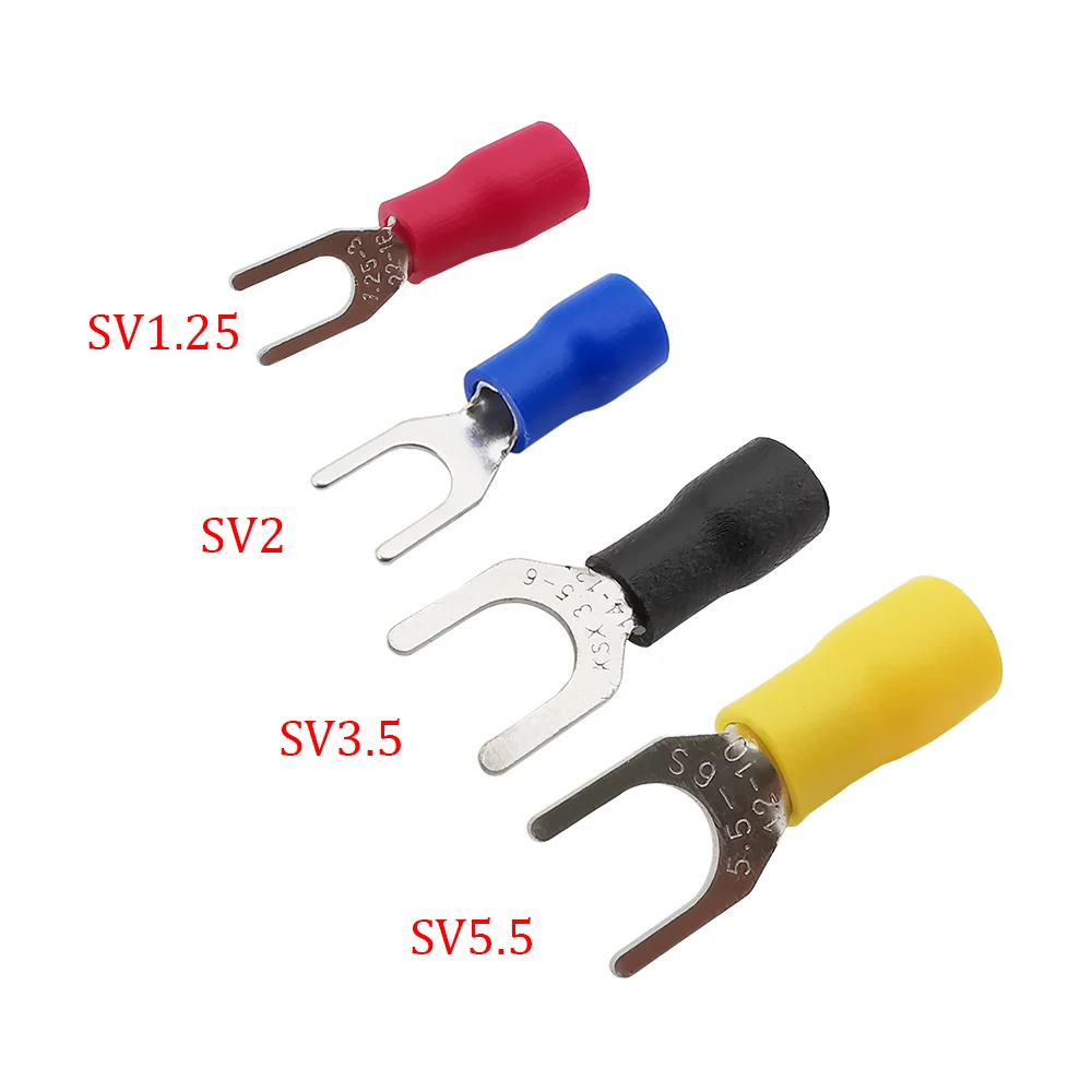 50Pcs/Lot SV Crimp Terminal Round End Connector Insulated U Type Spade