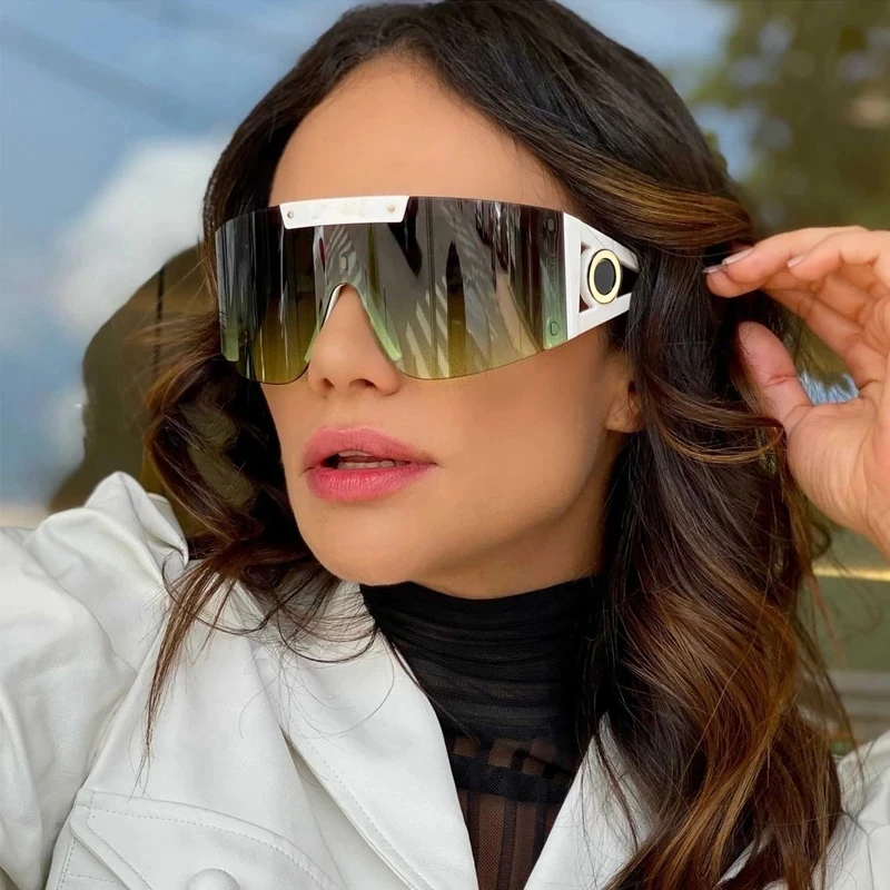 Occhiali da sole oversize con visiera scudo occhiali da sole donna uomo occhiali  da sole antivento occhiali da vista con montatura grande tonalità Sport  UV400 lenti trasparenti|Women's Sunglasses| - AliExpress