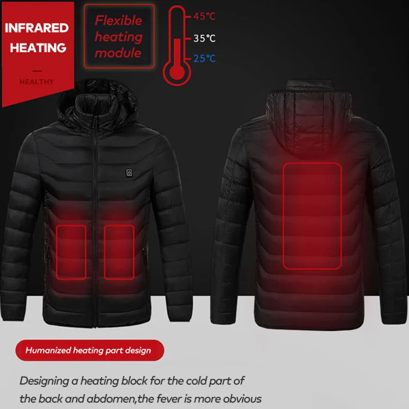 ZYNNEVA, новинка, зимние куртки с подогревом, для спорта на открытом воздухе, катания на лыжах, пеших прогулок, для мужчин и женщин, пальто, USB, инфракрасное, самонагревающееся, Термоодежда GK6109