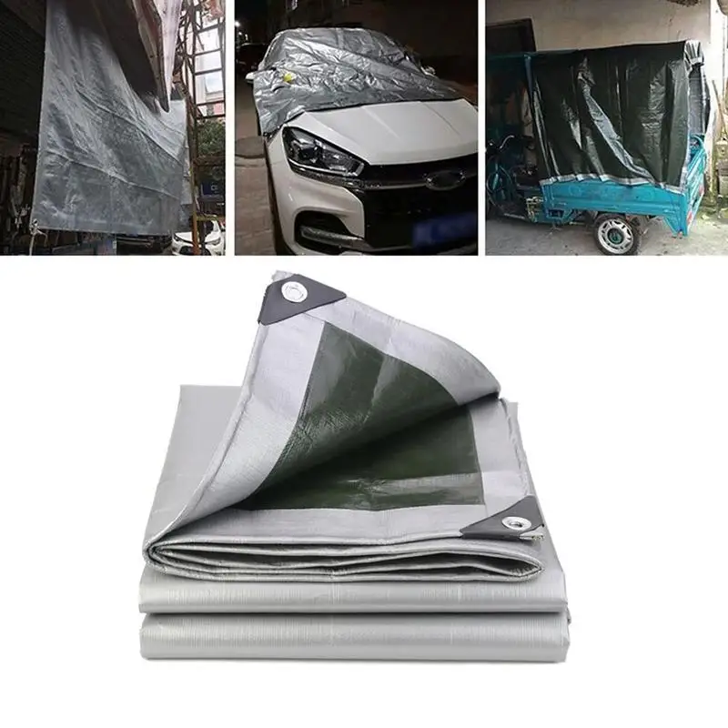 Outdoor Rain Tarpaulin Sunshade Waterproof Sunscreen Plastic Sheet Reinforced Protective Cover Insulated Canvas Canopy