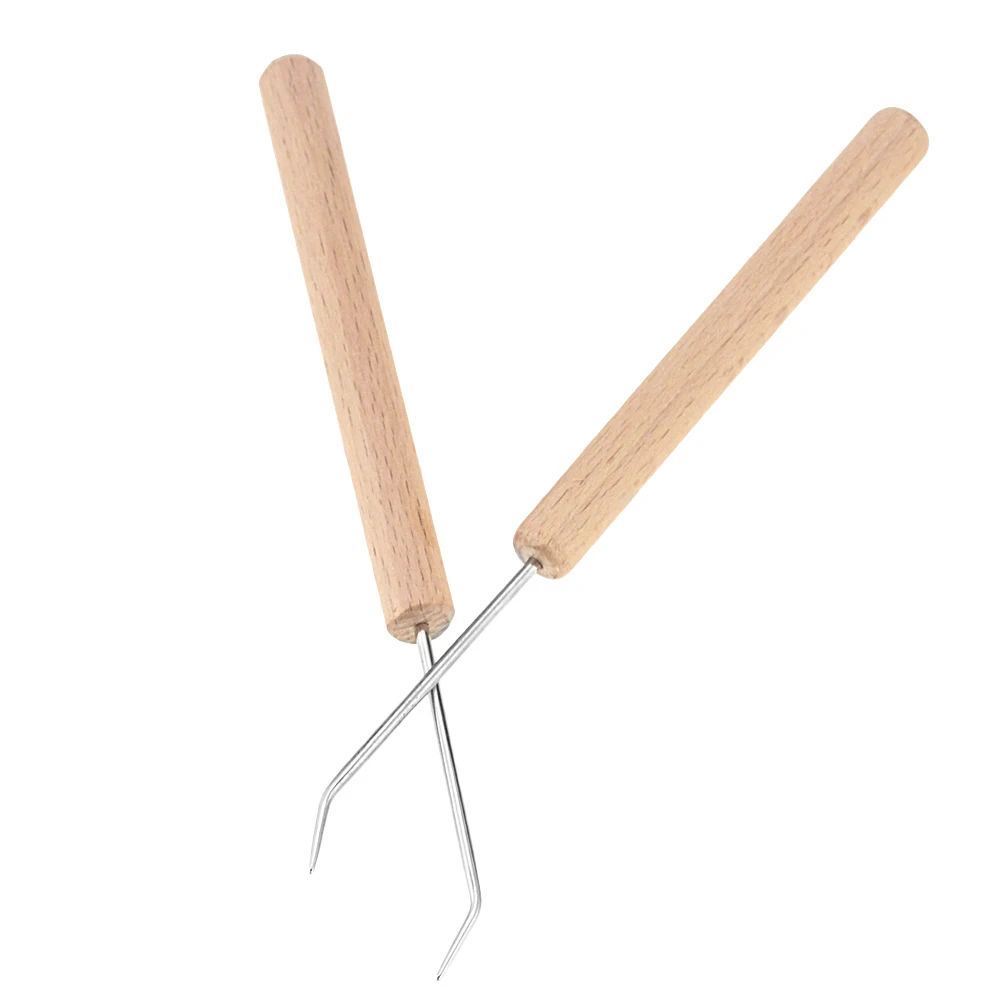 2 Pcs/Set 15cm Length Solid Wood Bending Needle Wooden Knitting Loom Hook DIY Tools Sewing Crochet Fittings
