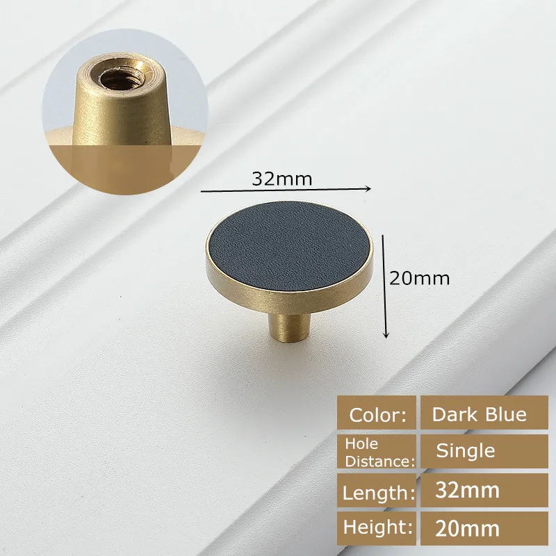 D-blue 32mm Ручки дверные ручки выдвижные ящики кухонный шкаф ручка для шкафа кожаные латунные ручки для мебели - Цвет: D-blue 32mm