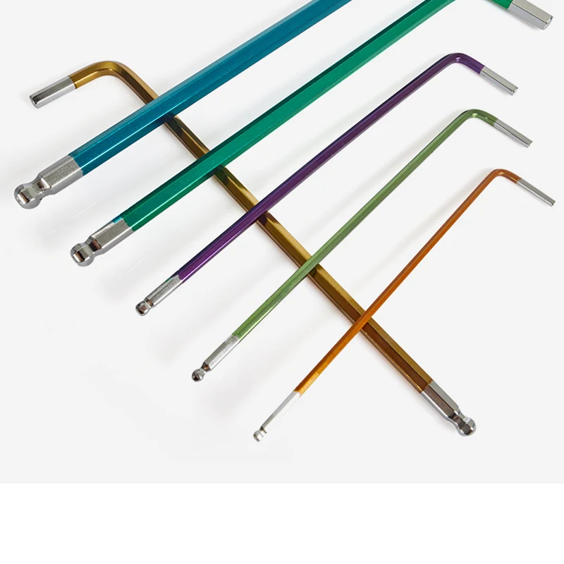 9pcs Color Hexagon Wrench S2 Extra Long Ball Head Hex Key Wrench Spanner Screwdriver 1.5/2/2.5/3/4/5/6/8/10mm Repair Hand tool