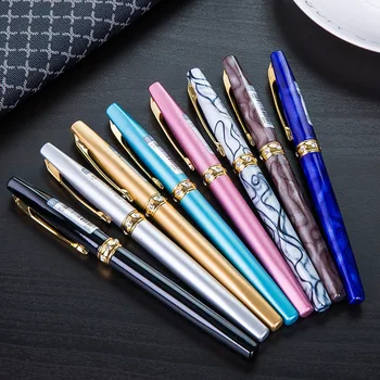 

1-Piece Metal Fashion Fountain Pen with Crystal Hooded Nib 0.5mm Nice Pens for Women Gift Stationery School Office Supplies