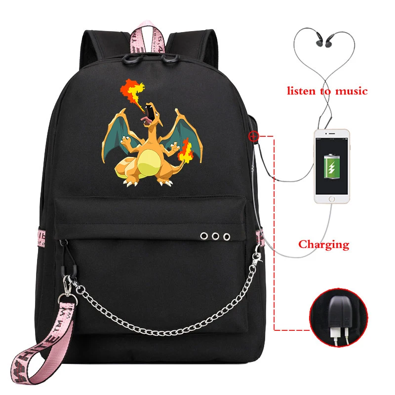 21 Mochila Pokemon рюкзак Пикачу для мужчин и женщин рюкзаки для путешествий рюкзак для ноутбука Usb зарядка школьные сумки для девочек-подростков - Цвет: 21