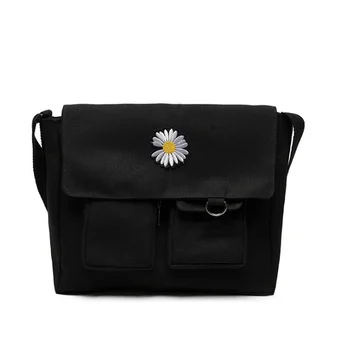 

Fashion portable canvas bag student canvas bag boys and girls shoulder bag Korean embroidery crossbody bag travel shoulder bag