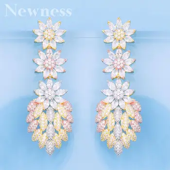 

Newness Luxury flower Luxury Wheat Full Micro Cubic Zirconia Women Bridal Wedding Engagement Earring Jewelry