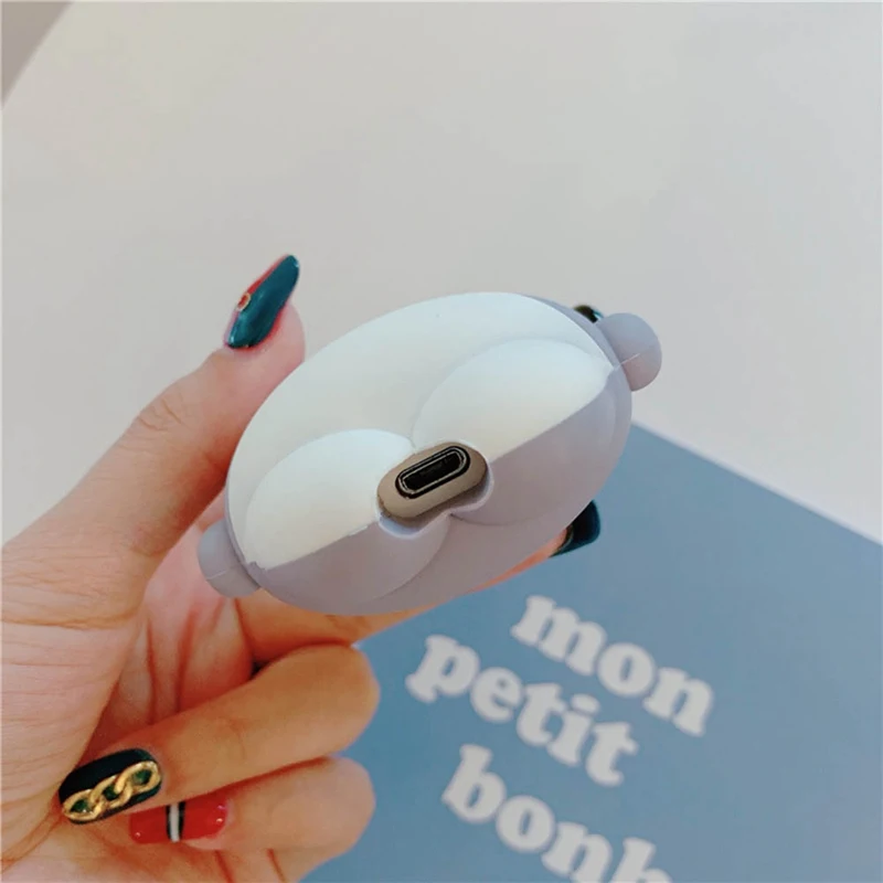 Чехол для AirPods с забавным рисунком акулы, защитный силиконовый чехол, милый чехол для Airpods 2, чехол для Bluetooth наушников с крючком
