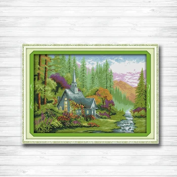 

The wild family forest house home cabin Scenic 14CT11CT counted cross stitch Needlework Set Embroidery kits chinese cross stitch