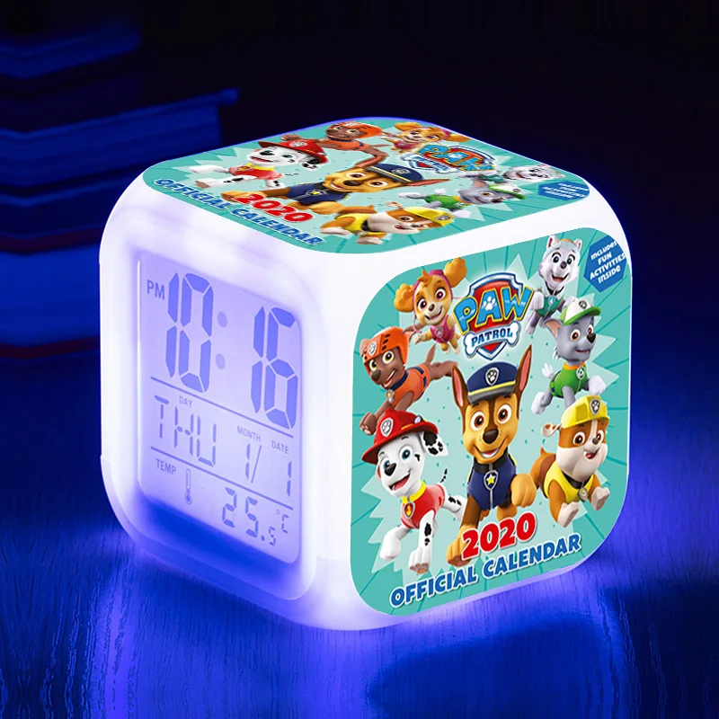 Paw Patrol светодиодный аниме Рисунок мультфильм будильник Patrulla Canina Ryder фигурки детский будильник подарки на день рождения 7D08 - Цвет: NO BOX