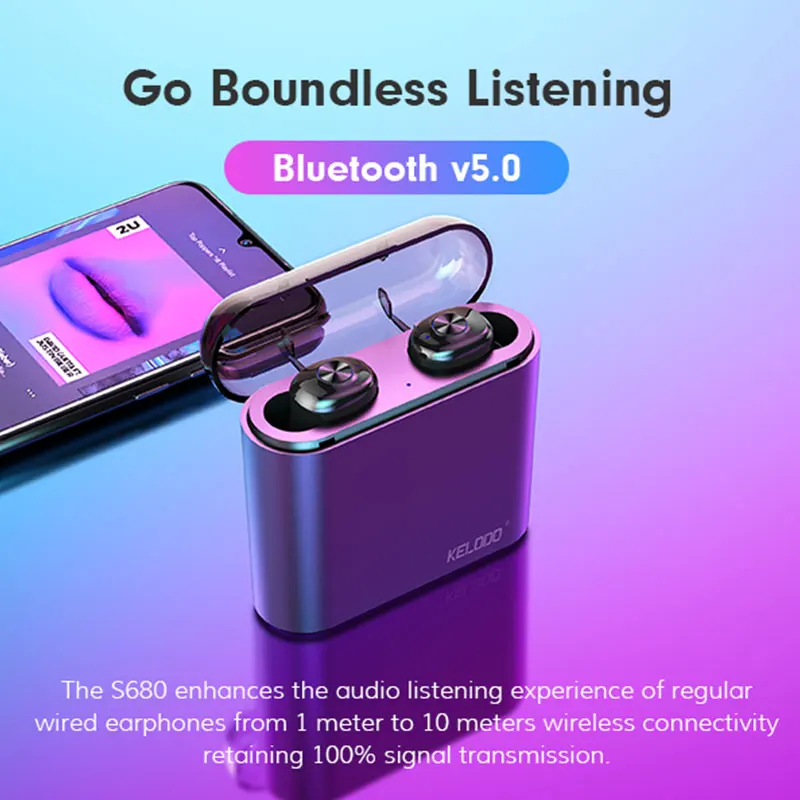 

2019 TWS Wireless Bluetooth 5.0 LED Clear HiFi Music MP4 Tablet with Charging Box Microphone Speaker Phone Handfree Earphones