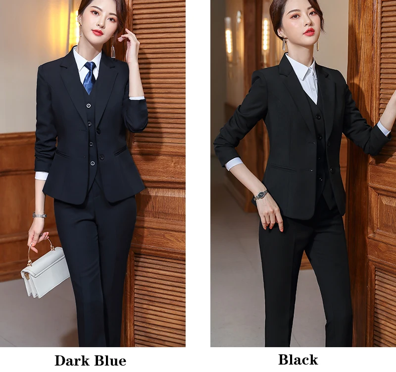 Vest Blazer and trouser 3 Pieces Set Women Pant Suits Office Lady Formal Business Work Career Set Suits Uniform Designs 5XL