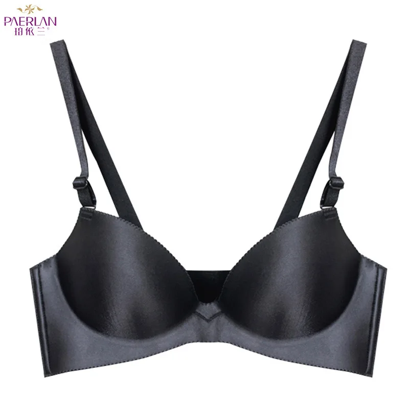 Glossy One-piece Adjustable Bra New Products Small Cup Thick Cups Gathered Sexy Seamless Underwear Ladies Underwear Wholesale - Цвет: Black