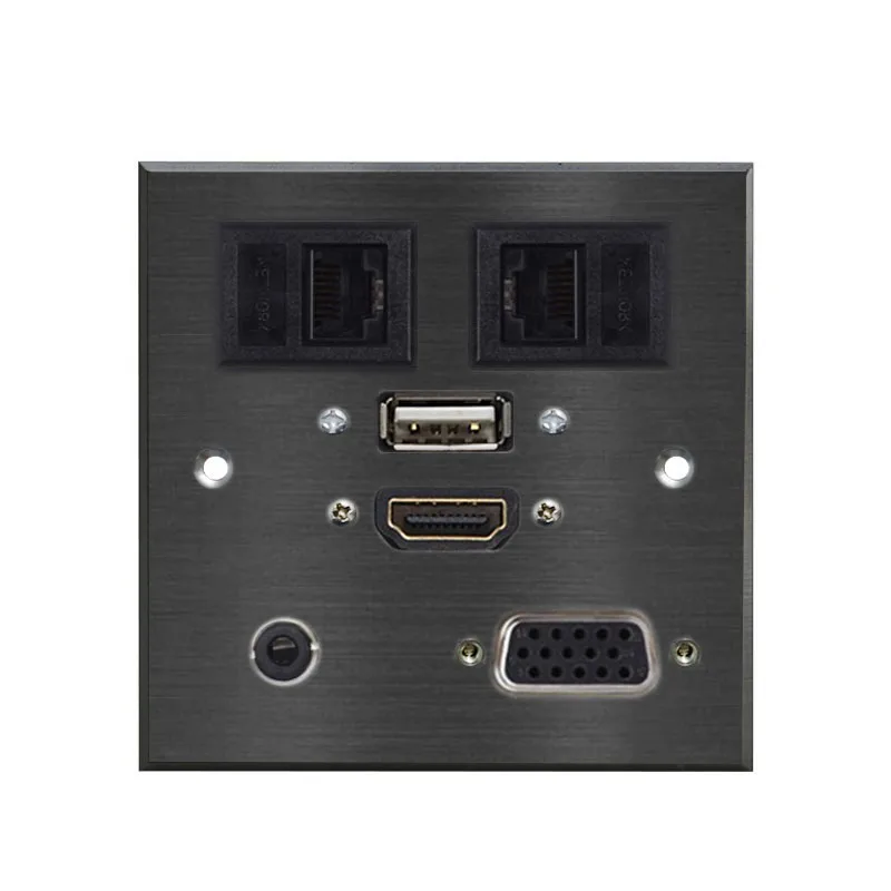 Черный Мультимедийная USB VGA 15P HDMI USB аудио Сетевая розетка из алюминиевого сплава патч-плата сварочная офисная КАБЕЛЬНАЯ СОЕДИНИТЕЛЬНАЯ панель - Цвет: Черный