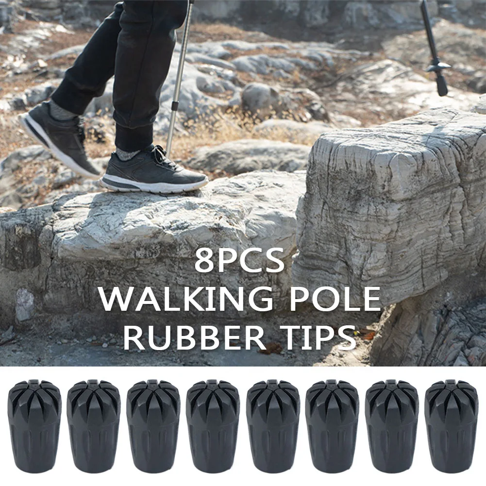 

8pcs Climbing Walking Outdoor Camping Wear Resistant Hiking Rubber Tip Stick Ends Trekking Pole Thickened Universal Protective