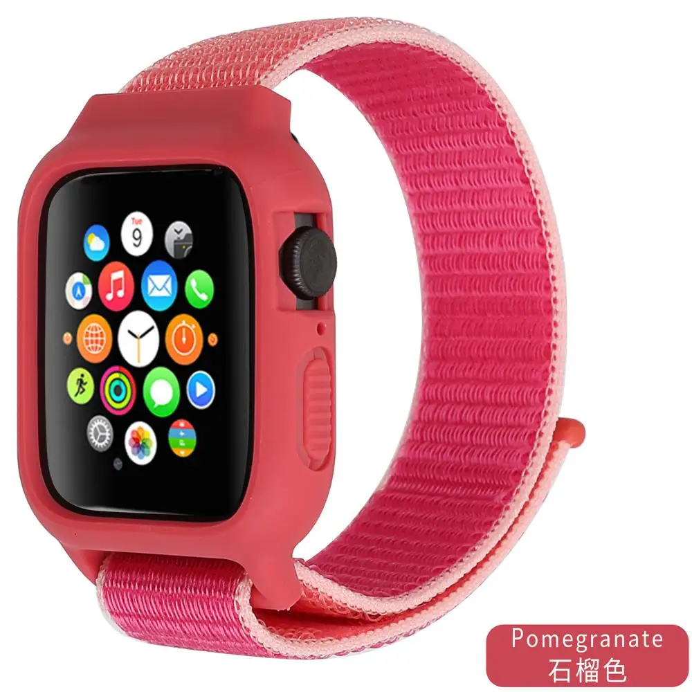 Чехол+ ремешок для часов apple watch band iwatch 5 4 3 pulseira correa apple watch 42 мм 44 мм 38 мм 40 мм нейлоновый браслет+ силиконовый чехол