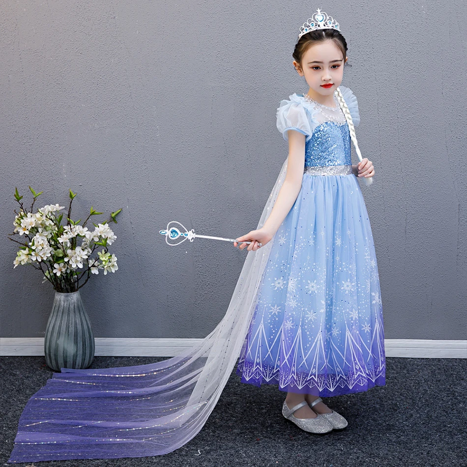 Firecos Els Dress for Girls Froz 2 Costume Snow Ice Queen Princess Dresses Halloween Cosplay Dress up for Kids Toddlers 3-8T